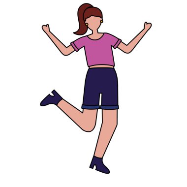 kadın genç mutlu karakter kutluyor