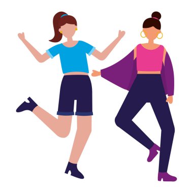 genç kadın mutlu karakterler kutluyor