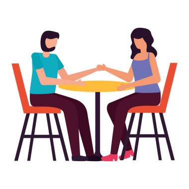 genç aşıklar çift restoran masasında oturan