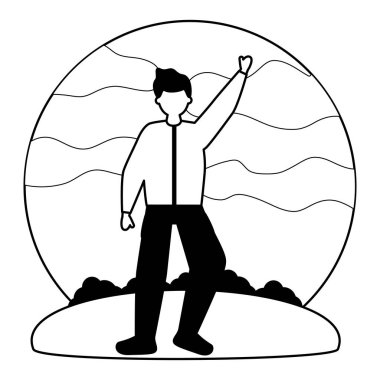 açık havada genç adam kutluyor