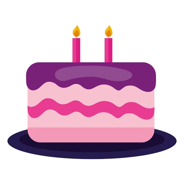 Pastel de cumpleaños velas postre comida — Vector de stock