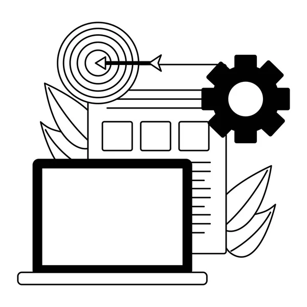 Computer portatile business con obiettivo — Vettoriale Stock
