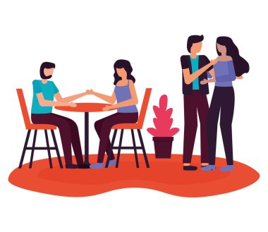 Çift Romantik aşk düz tasarım