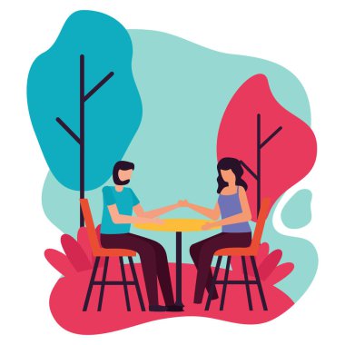 genç aşıklar çift restoran masasında oturan