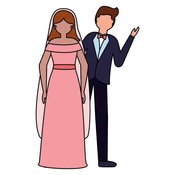 Mariée et marié célébrant le jour du mariage — Image vectorielle