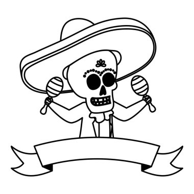 meksika kafatası mariachi oynarken maracas