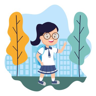 okula geri açık havada öğrenci kız