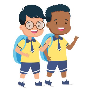 Okul geri sırt çantası ile öğrenciler çocuklar