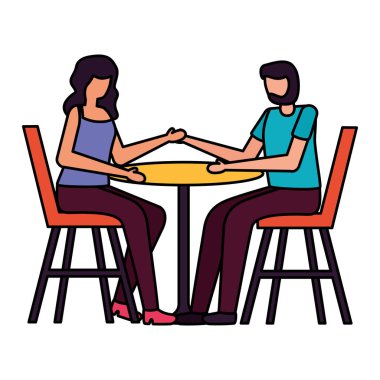 genç aşıklar çift restoran masasında oturan