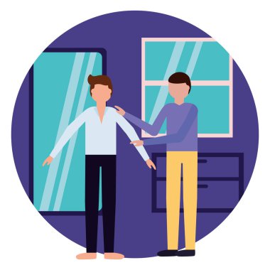 adam başka bir çocuğa destek veriyor