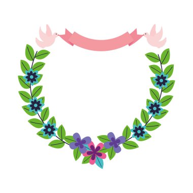 güvercinler kurdele çelenk çiçekler dekorasyon