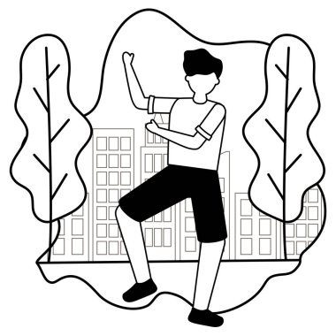 şehir parkında adam karakteri kutluyor