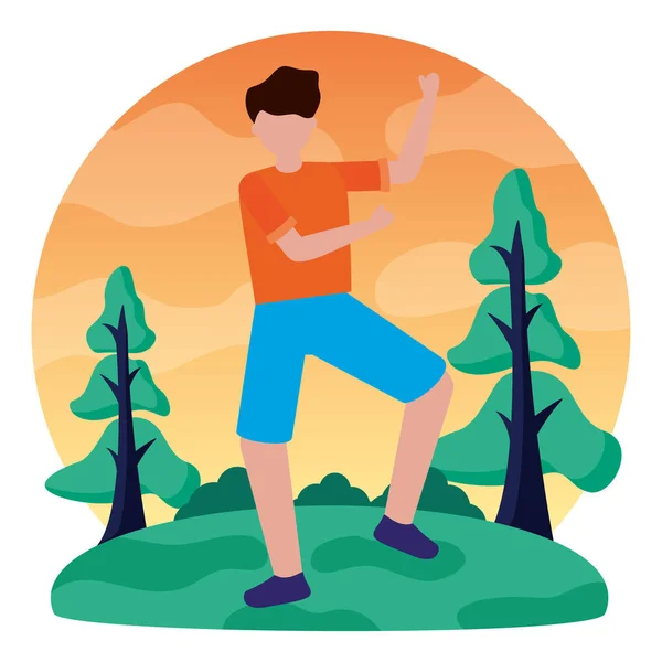 Celebrando a un joven al aire libre — Vector de stock