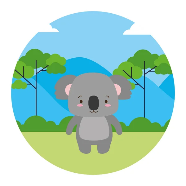 Cute koala animal landscape natural — Stock Vector