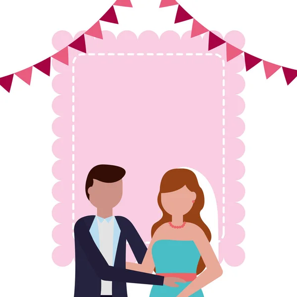 Bride and groom wedding greeting card — Stock Vector