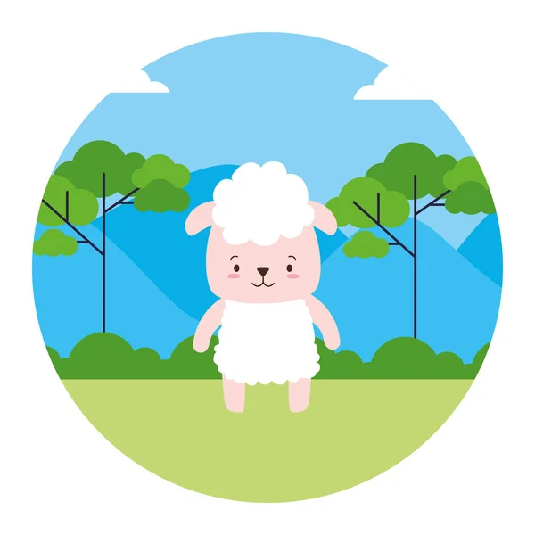 Mignon mouton animal paysage naturel — Image vectorielle