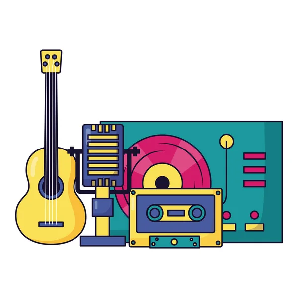 Instrumento e equipamento festival de música — Vetor de Stock