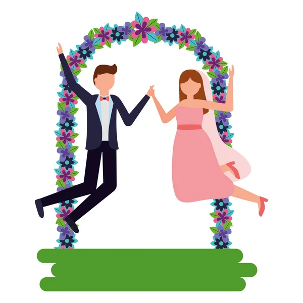 Gelin ve damat çiçek dekorasyon düğün — Stok Vektör