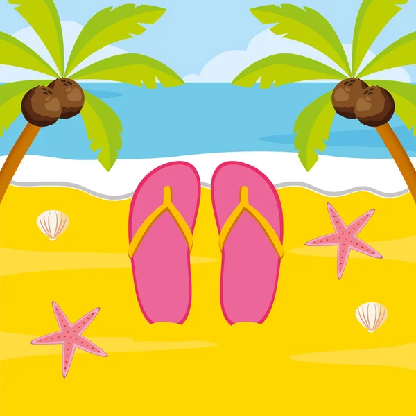 Summer time holiday beach — Stock Vector