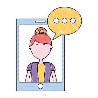 akıllı telefon kadın konuşma kabarcık sohbet