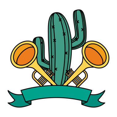 trompet simgeleri ile kaktüs bitki