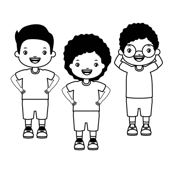 Mädchen und Jungen glücklich cartoon — Stockvektor