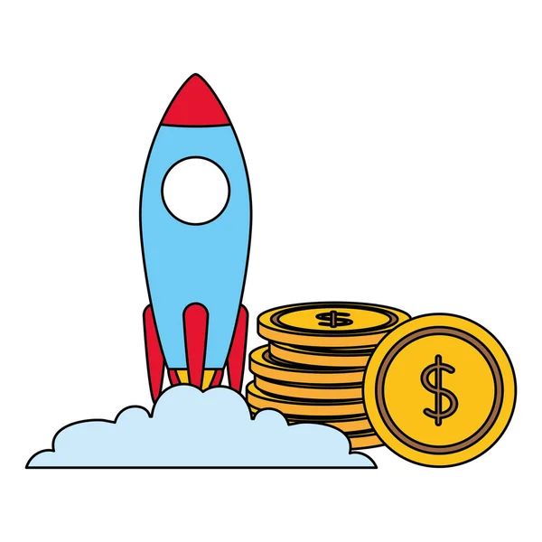 Negocio del dinero del cohete — Vector de stock