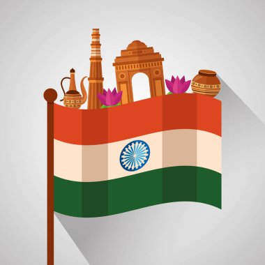 mutlu bağımsızlık gün hindistan düz tasarım