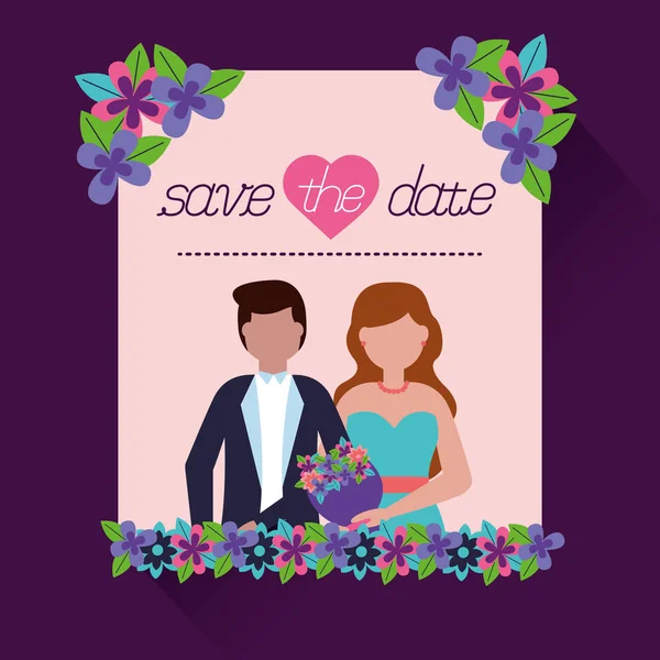 Flat design wedding people image — Stock Vector