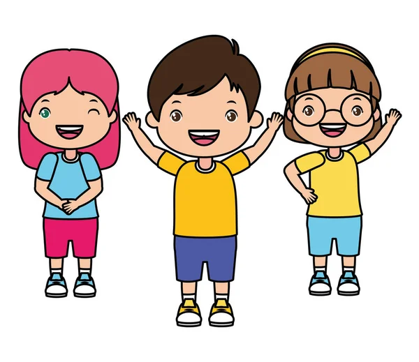 Jongen en meisjes gelukkig cartoon — Stockvector