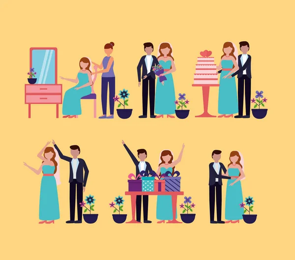 Flat design wedding people image — Stock Vector