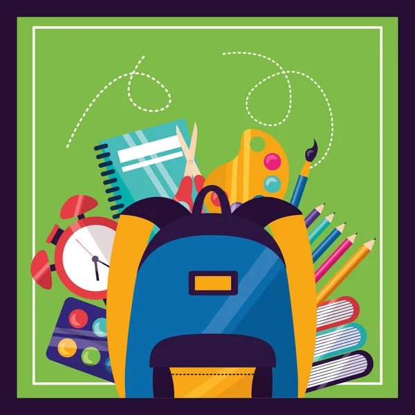 Back to school supplies flat design — Stock Vector