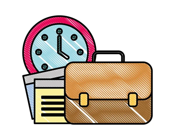 Bureau affaires porte-documents papier horloge temps — Image vectorielle