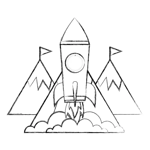 Drapeaux de montagnes de fusée sur les affaires de succès supérieur — Image vectorielle