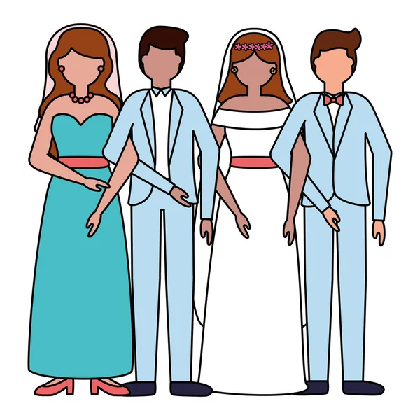 Ζευγάρια νύφες γάμου και τους γαμέγους — Διανυσματικό Αρχείο