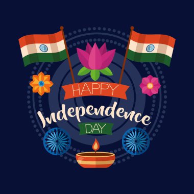 mutlu bağımsızlık gün hindistan düz tasarım