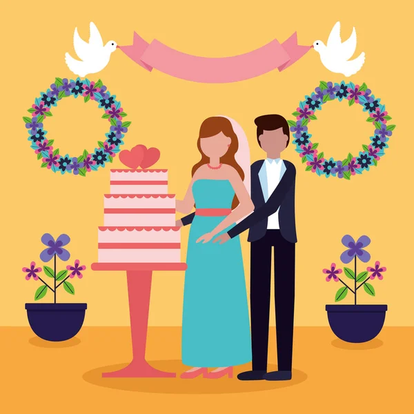 Imagen de personas de boda de diseño plano — Archivo Imágenes Vectoriales