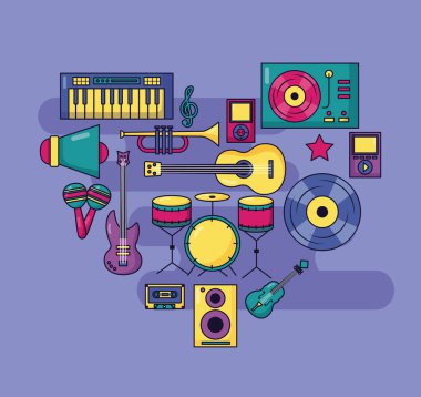 müzik renkli arka plan aletleri cihazlar simgeleri