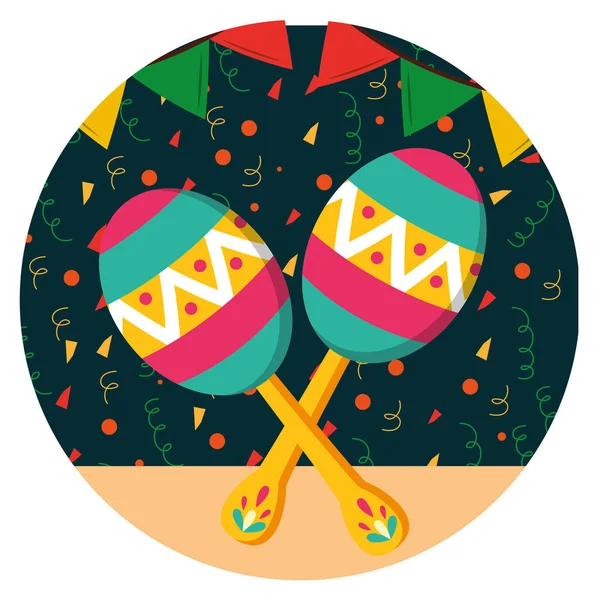 Maracas mexicains icône de l'instrument traditionnel — Image vectorielle
