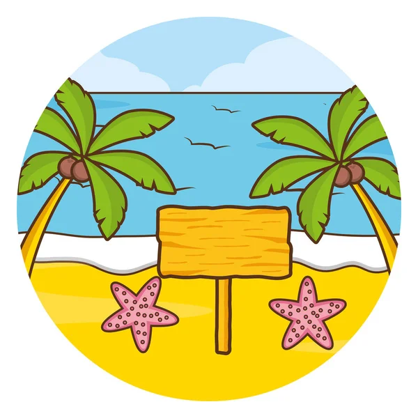 Відпустка пляжна долоня морський плакат і морські зірки — стоковий вектор