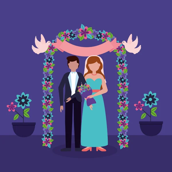 Flat design wedding people image — Stock Vector