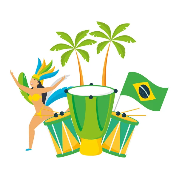 Bailarina carnaval do brasil — Vetor de Stock