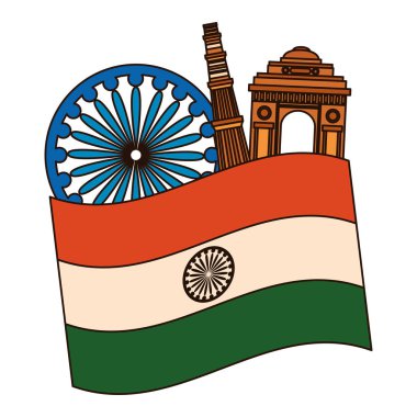 ağ geçidi cami ve ashoka çakra ile hint bayrağı