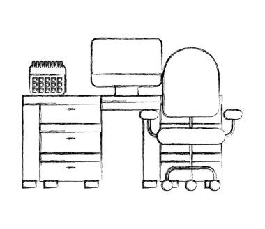 offfice masa bilgisayar takvimi ve sandalye