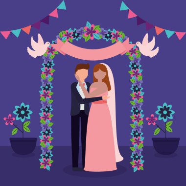 düz tasarım düğün insanlar görüntü