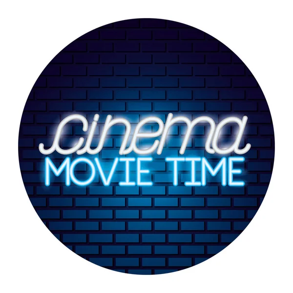 Cinema movie time neon — Stock Vector