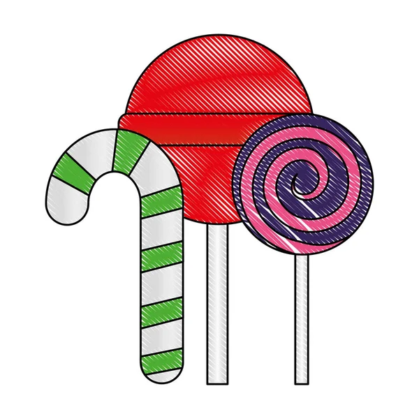 Słodki Candy Cane lizak i spirala karmelu — Wektor stockowy