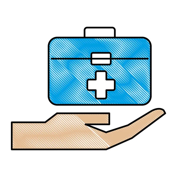 Hand with kit medical isolated icon — Stock Vector