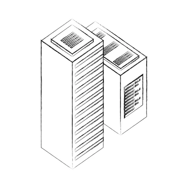 Dataserver torre central cpu datos de red de computadoras — Archivo Imágenes Vectoriales
