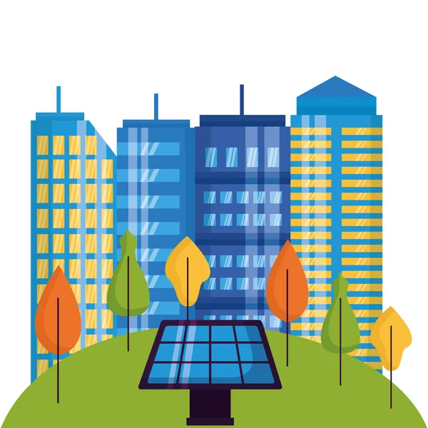 Smart city solar panel energy renewable — Stock Vector